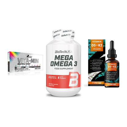 Grundversorgung: Olimp Vita-Min + BioTech Mega + ProFuel Vitamin – alle enthaltenen Artikel