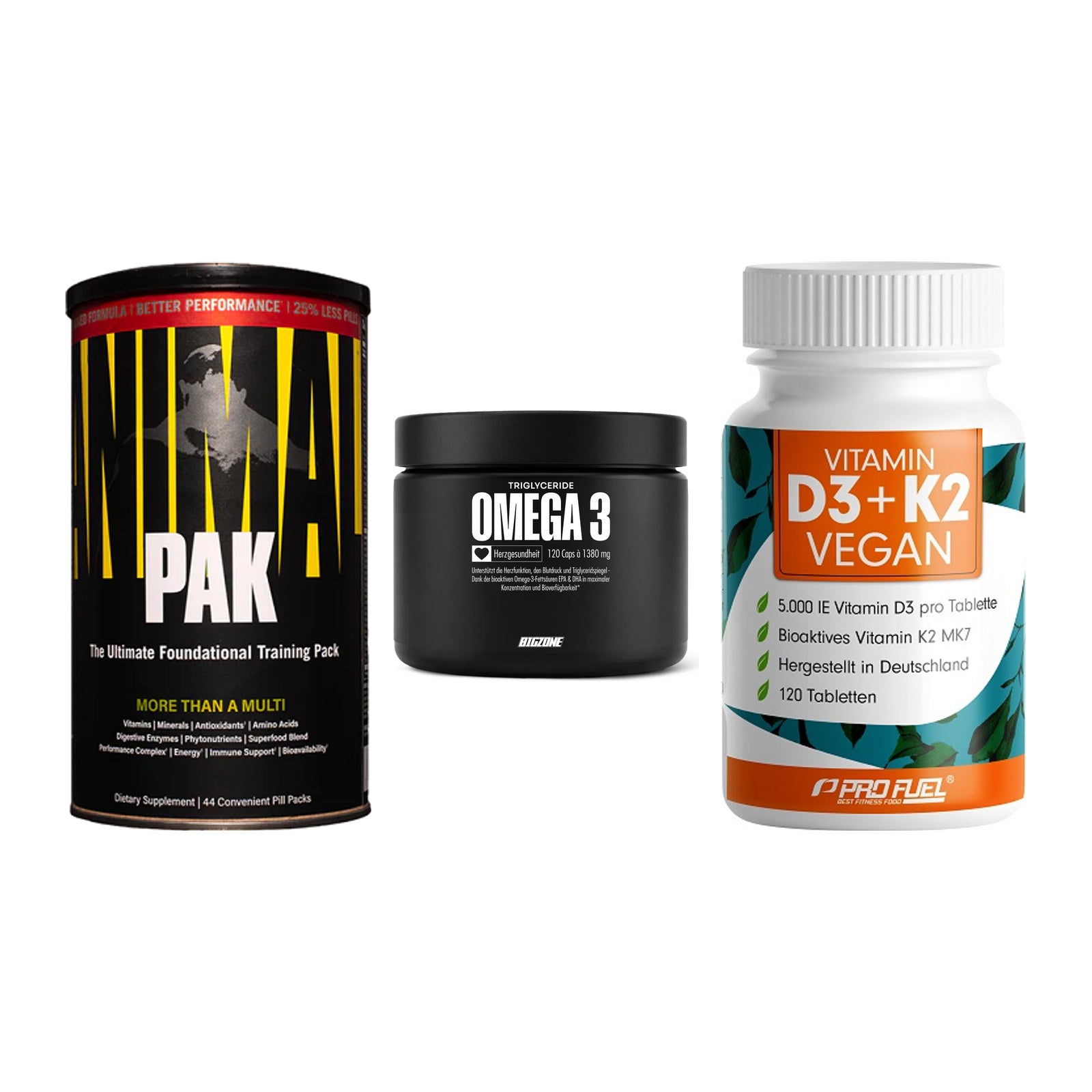Grundversorgung: Universal + Big Zone Omega + ProFuel Vitamin – alle enthaltenen Artikel
