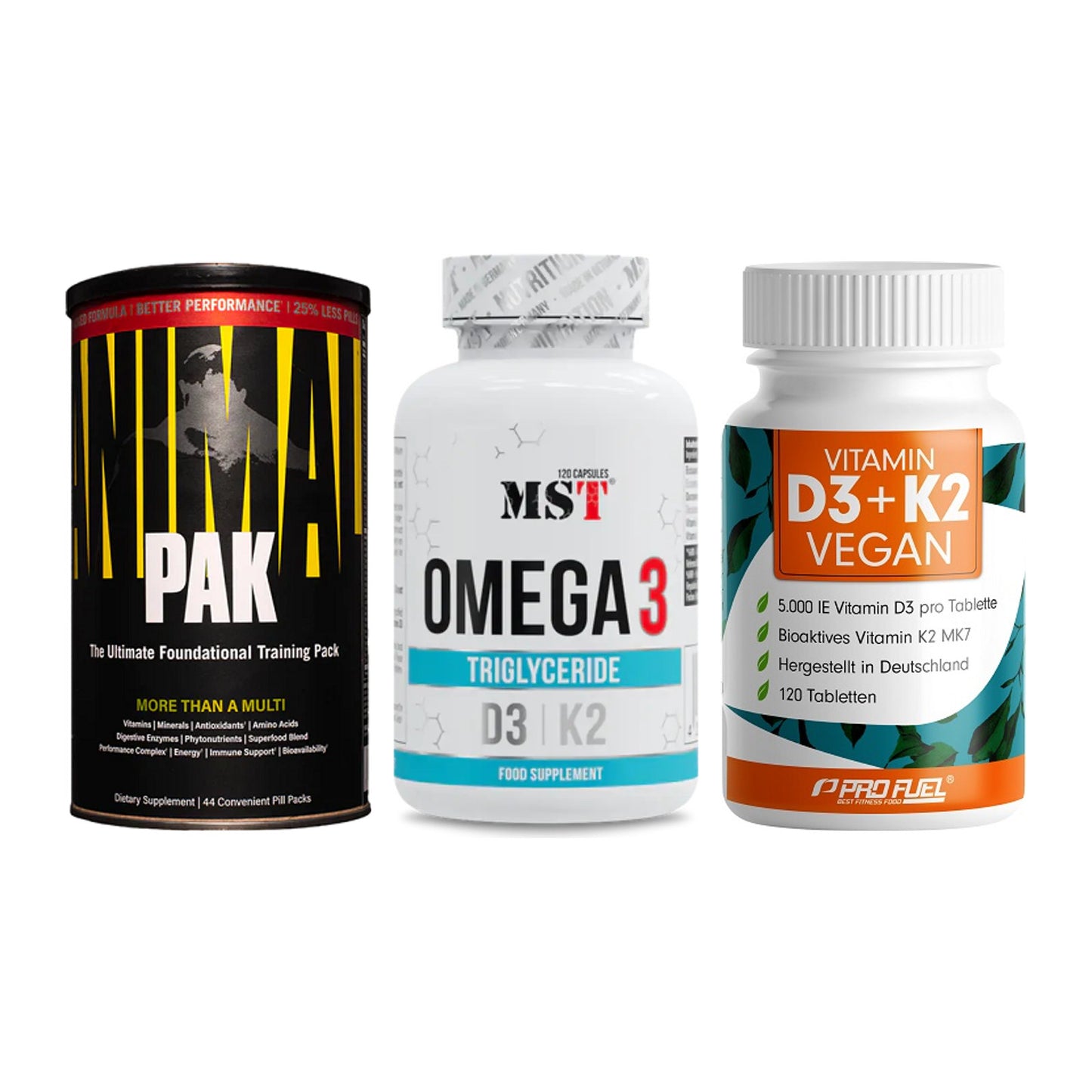 Grundversorgung: Universal + MST Omega 3 500 + ProFuel Vitamin – alle enthaltenen Artikel