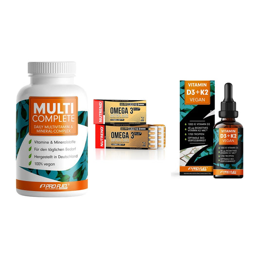 Grundversorgung: ProFuel MULTI + Nutrend Omega 3 + ProFuel Vitamin – alle enthaltenen Artikel