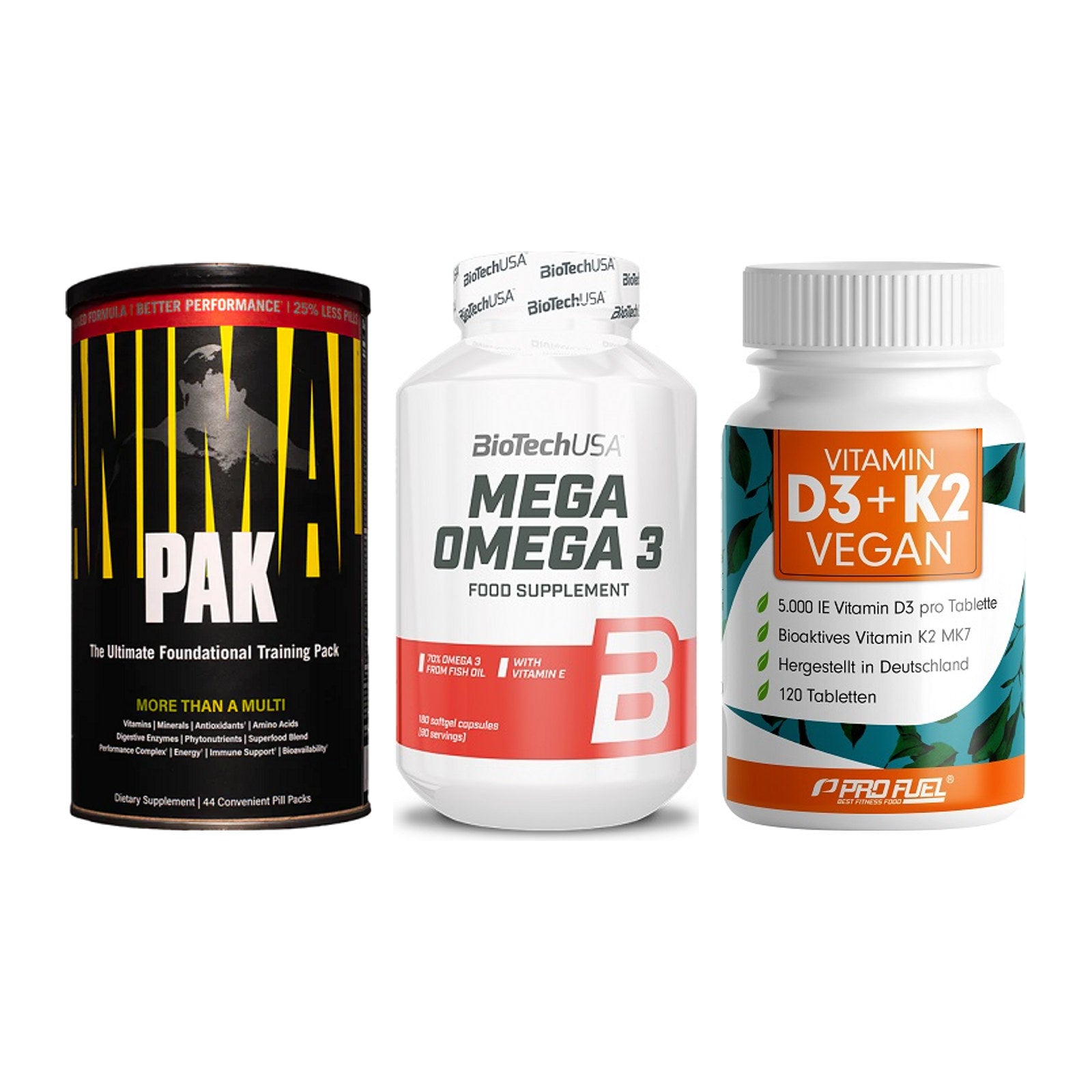 Grundversorgung: Universal + BioTech Mega + ProFuel Vitamin – alle enthaltenen Artikel