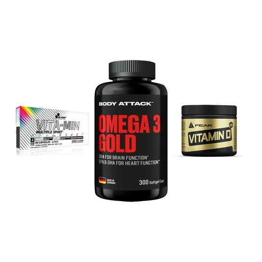 Grundversorgung: Olimp Vita-Min + Body Attack + Peak Vitamin D – alle enthaltenen Artikel