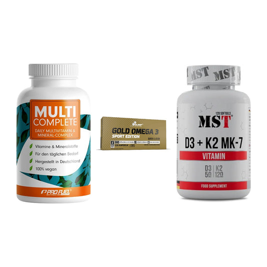 Grundversorgung: ProFuel MULTI + Olimp Omega 3 + MST Vitamin D3 – alle enthaltenen Artikel