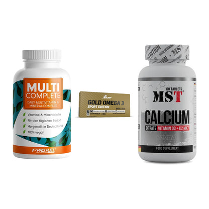 Grundversorgung: ProFuel MULTI + Olimp Omega 3 + MST Calcium – alle enthaltenen Artikel