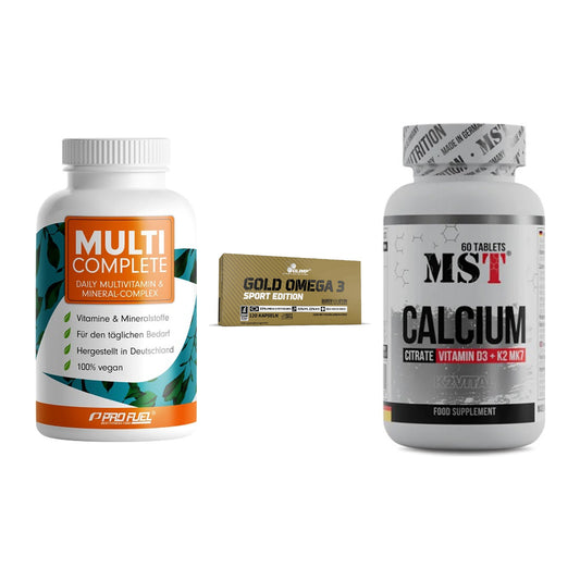 Grundversorgung: ProFuel MULTI + Olimp Omega 3 + MST Calcium – alle enthaltenen Artikel