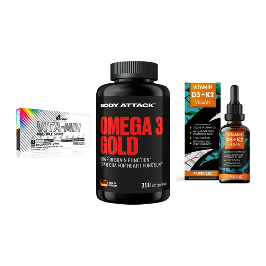 Grundversorgung: Olimp Vita-Min + Body Attack + ProFuel Vitamin – alle enthaltenen Artikel
