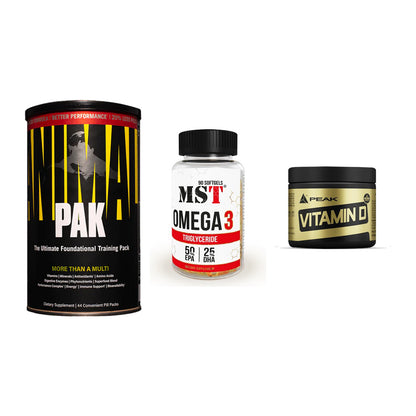 Grundversorgung: Universal + MST Omega 3 + Peak Vitamin D – alle enthaltenen Artikel