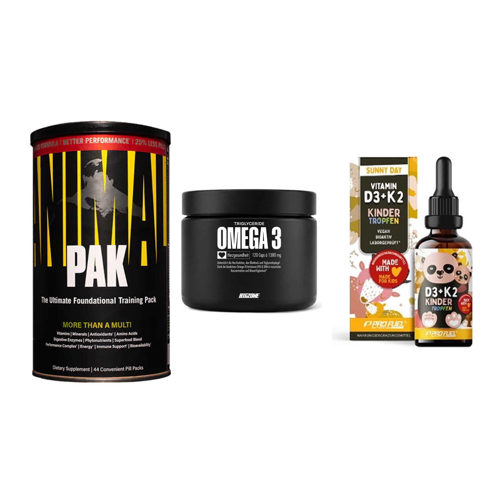 Grundversorgung: Universal + Big Zone Omega + ProFuel VITAMIN – alle enthaltenen Artikel