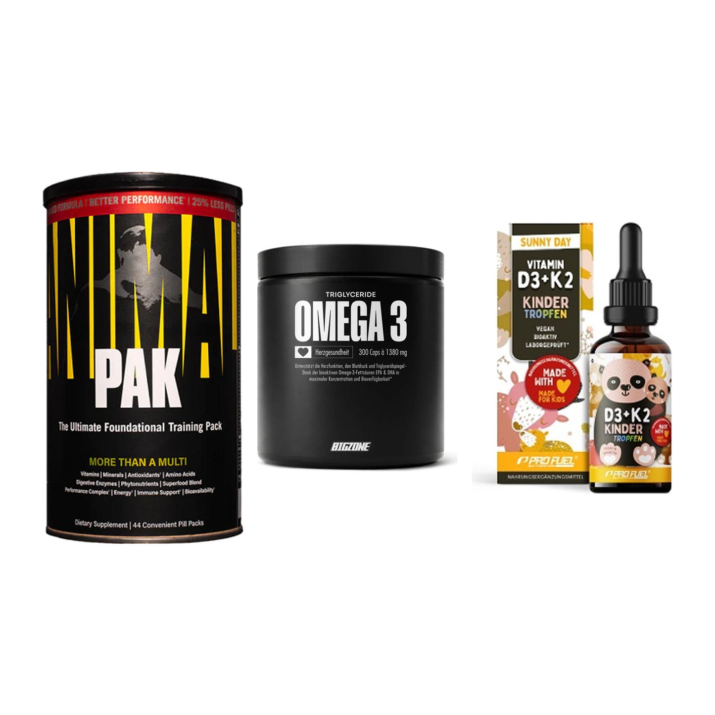 Grundversorgung: Universal + Big Zone Omega + ProFuel VITAMIN – alle enthaltenen Artikel
