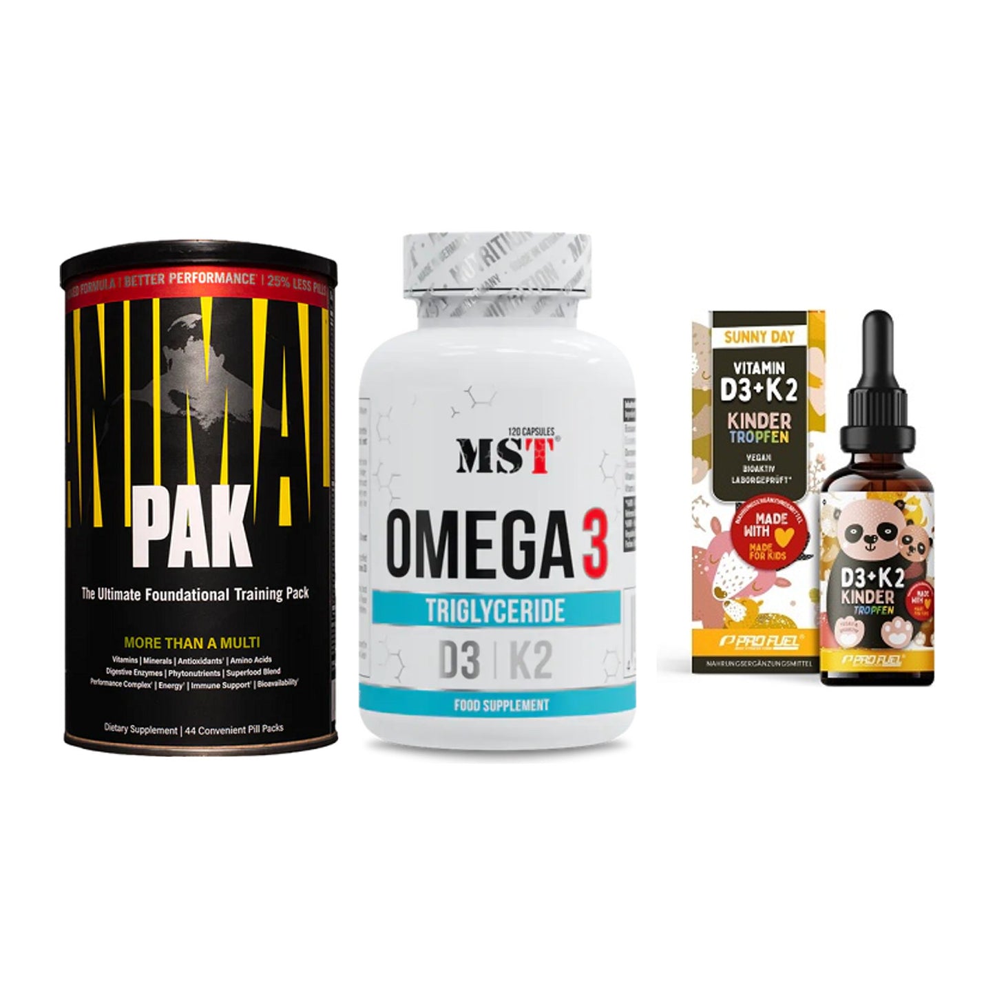 Grundversorgung: Universal + MST Omega 3 500 + ProFuel VITAMIN – alle enthaltenen Artikel