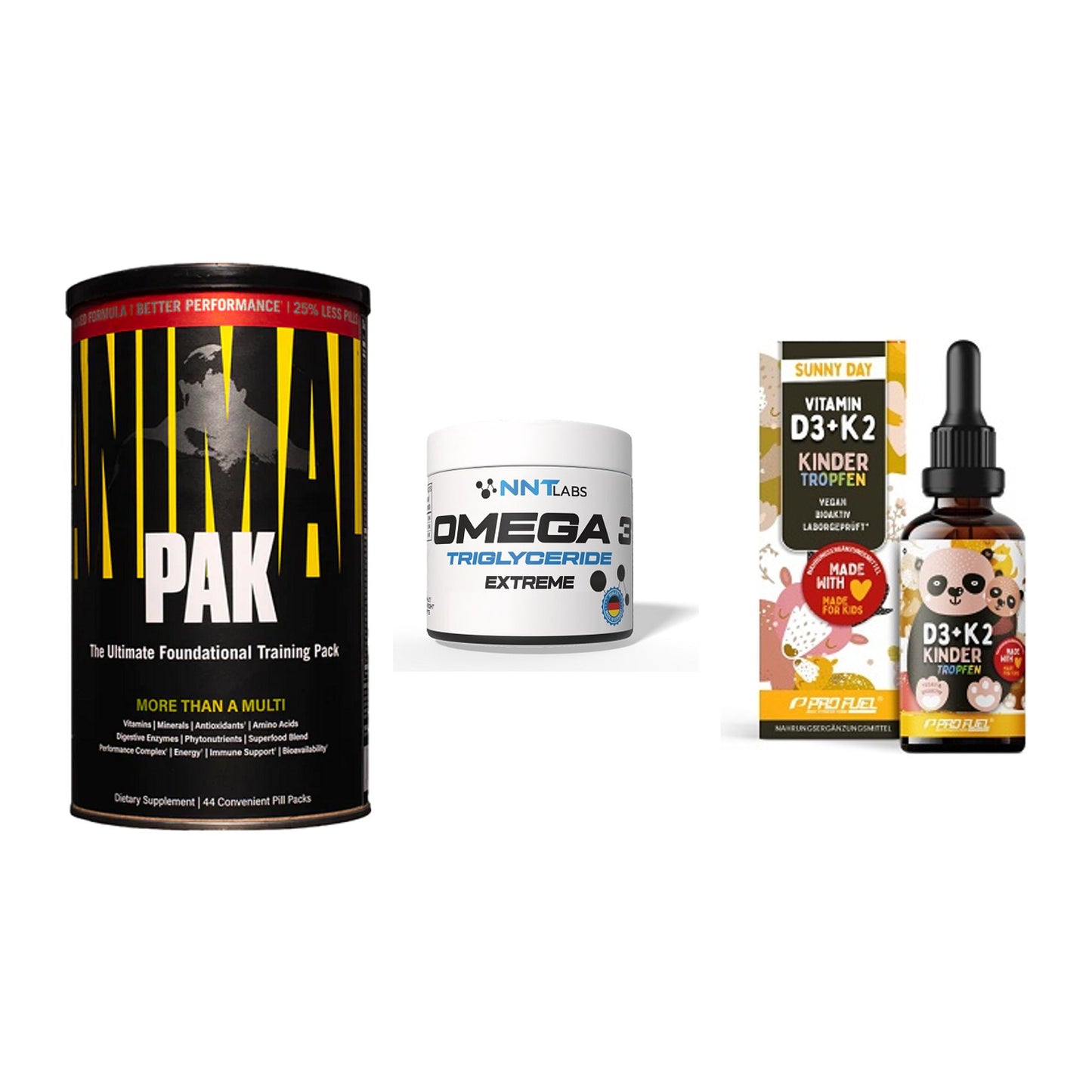 Grundversorgung: Universal + NNT Omega 3 + ProFuel VITAMIN – alle enthaltenen Artikel