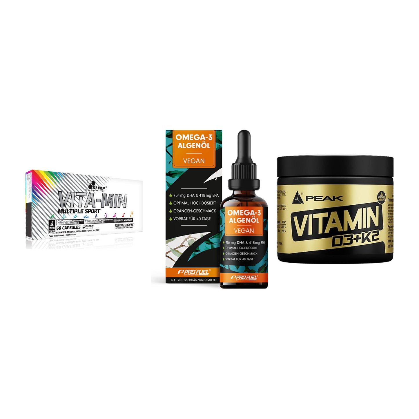 Grundversorgung: Olimp Vita-Min + ProFuel Omega 3 + Peak Vitamin – alle enthaltenen Artikel