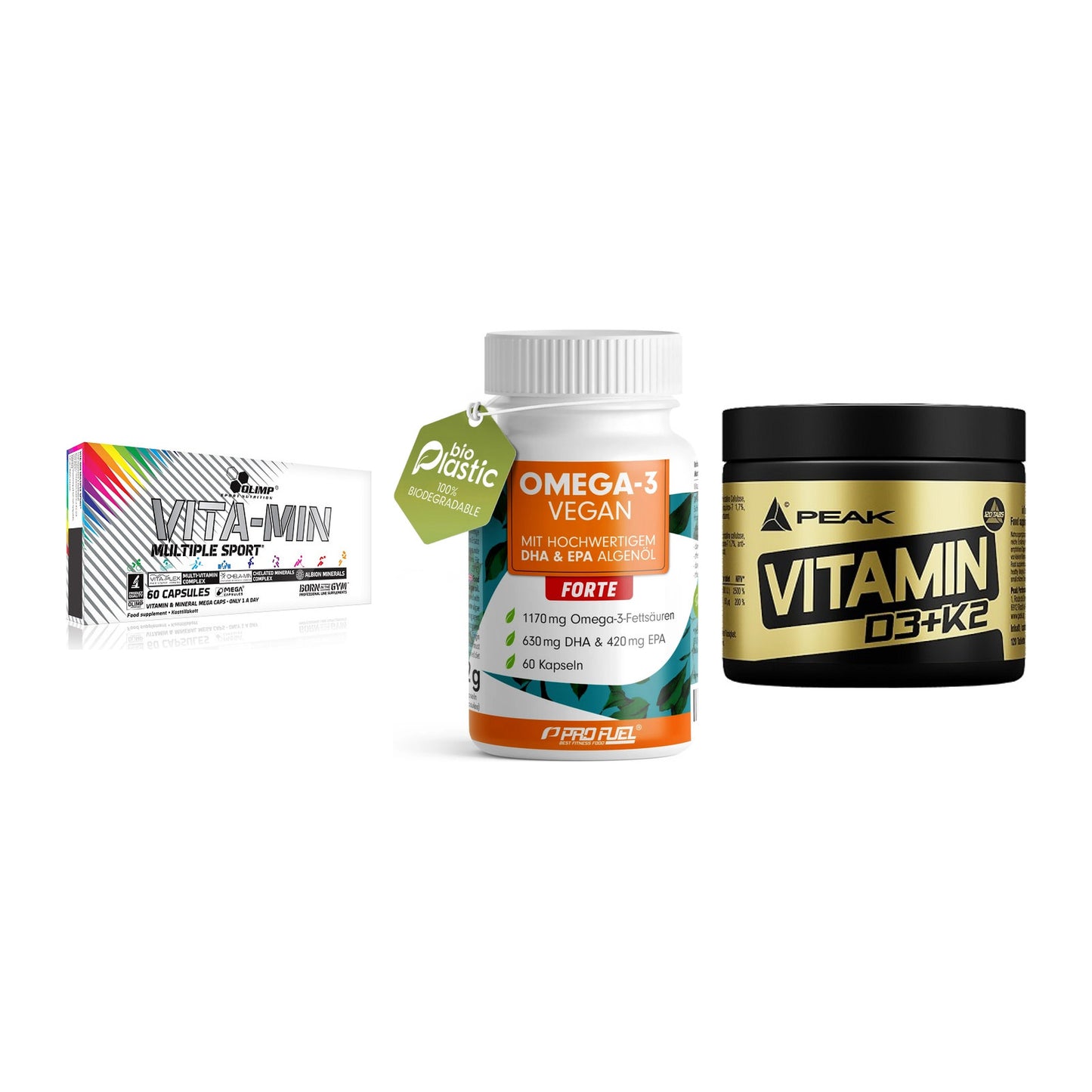 Grundversorgung: Olimp Vita-Min + ProFuel Omega 3 + Peak Vitamin – alle enthaltenen Artikel