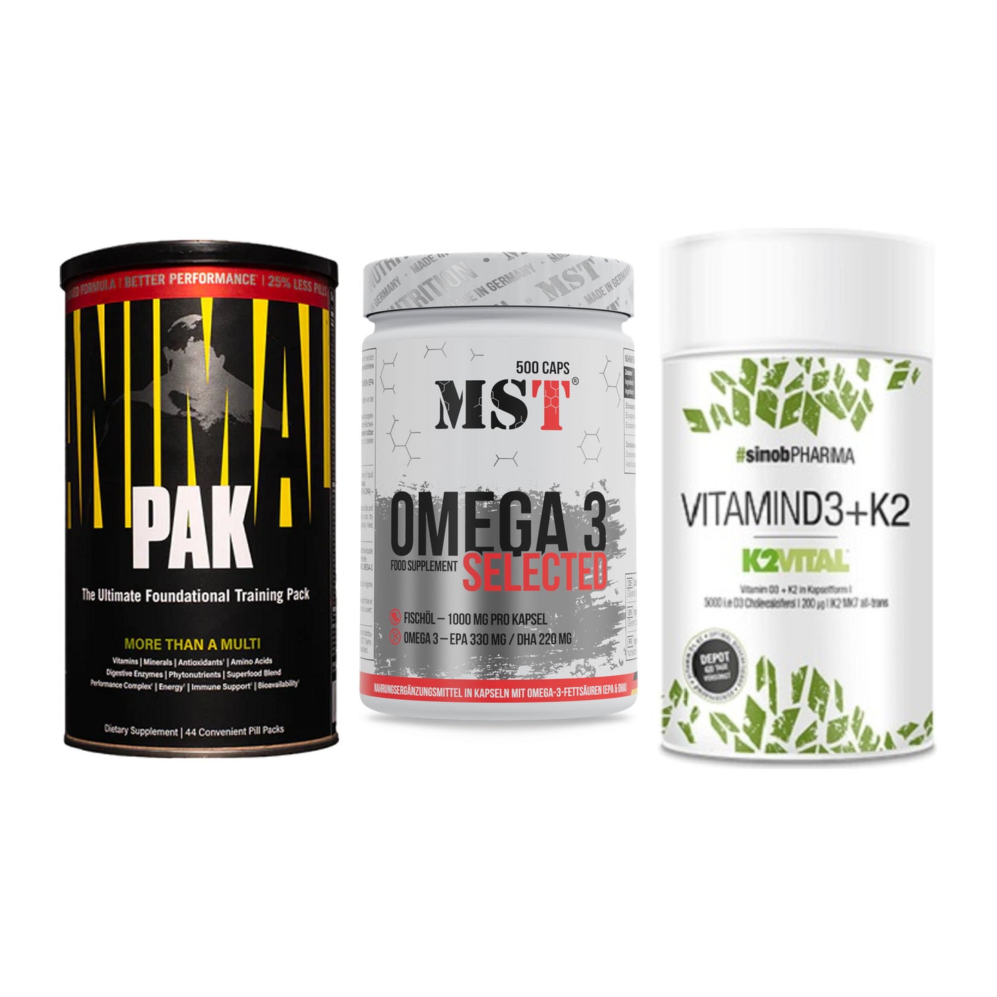 Grundversorgung: Universal + MST Omega 3 + Sinob Vitamin – alle enthaltenen Artikel