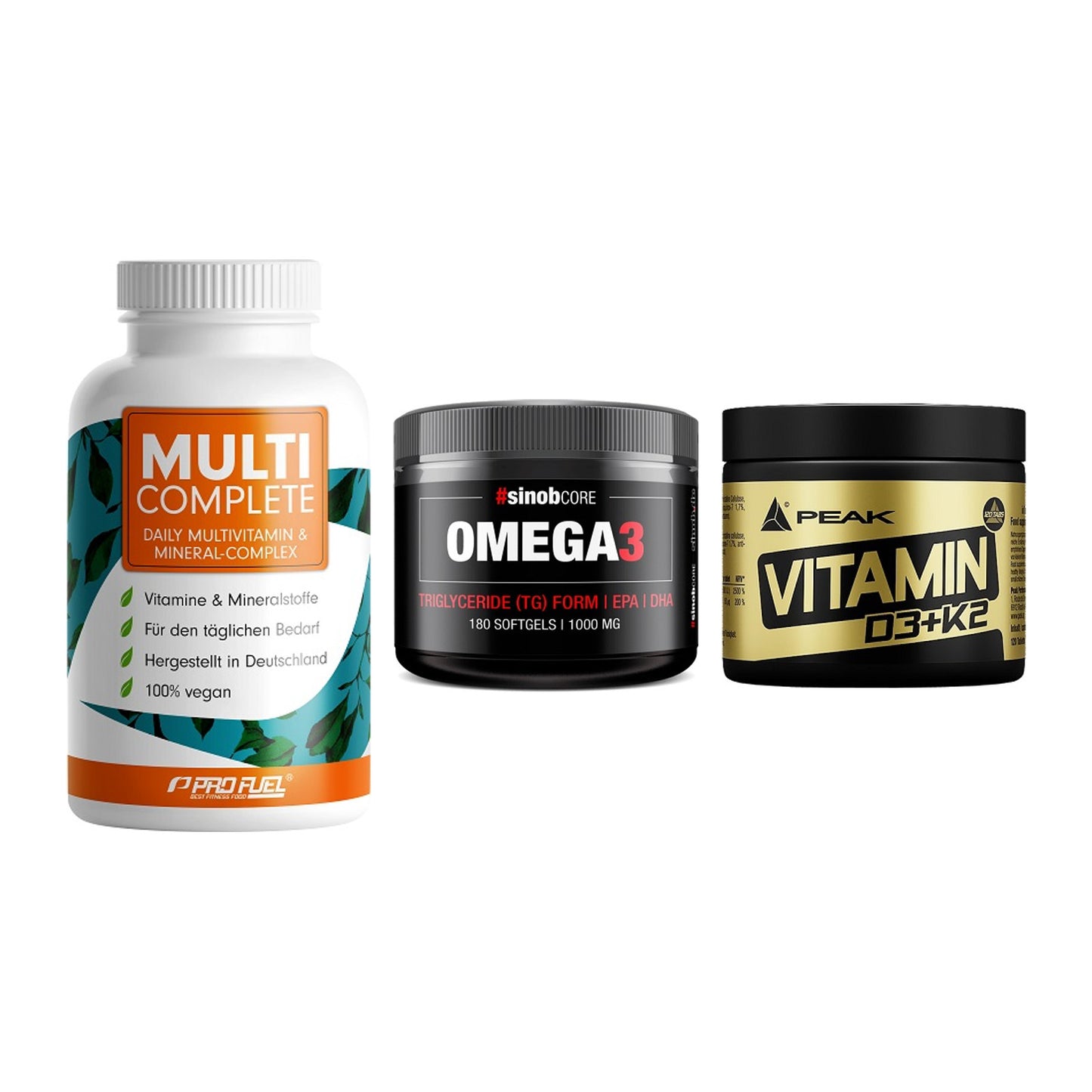 Grundversorgung: ProFuel MULTI + Sinob Omega 3 + Peak Vitamin – alle enthaltenen Artikel