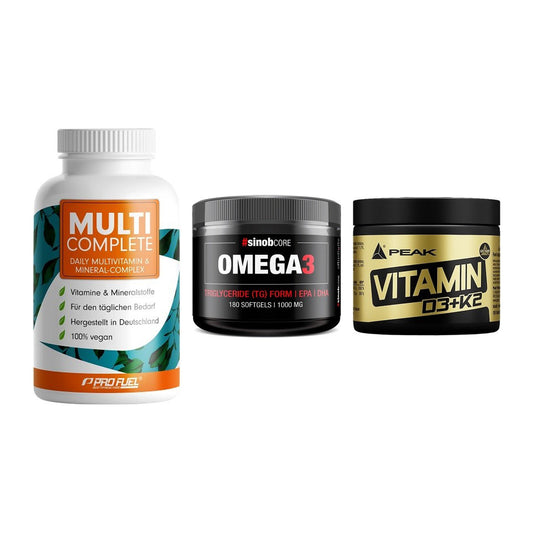 Grundversorgung: ProFuel MULTI + Sinob Omega 3 + Peak Vitamin – alle enthaltenen Artikel