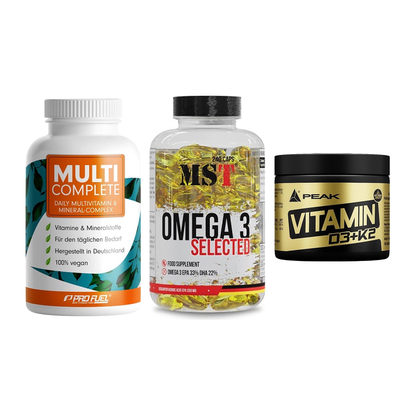 Grundversorgung: ProFuel MULTI + MST Omega 3 + Peak Vitamin – alle enthaltenen Artikel