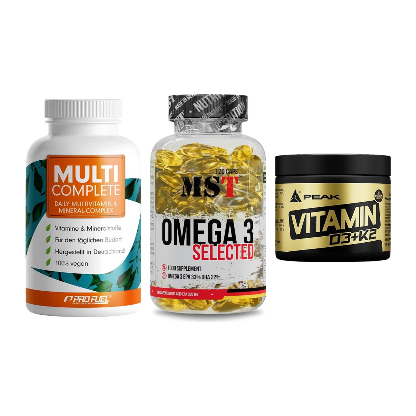Grundversorgung: ProFuel MULTI + MST Omega 3 + Peak Vitamin – alle enthaltenen Artikel