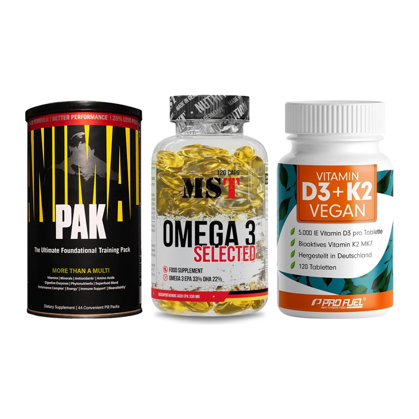 Grundversorgung: Universal + MST Omega 3 + ProFuel Vitamin – alle enthaltenen Artikel