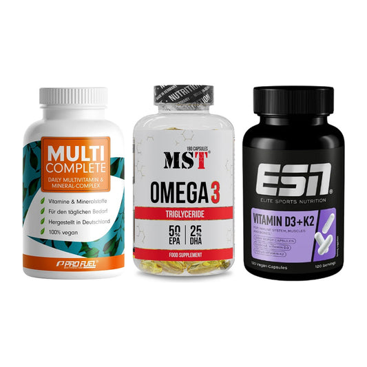 Grundversorgung: ProFuel MULTI + MST Omega 3 + ESN Vitamin D3 – alle enthaltenen Artikel