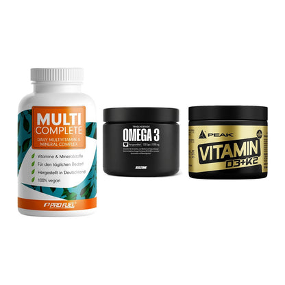 Grundversorgung: ProFuel MULTI + Big Zone Omega + Peak Vitamin – alle enthaltenen Artikel