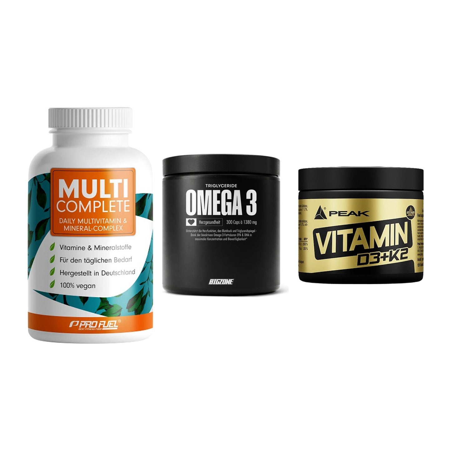 Grundversorgung: ProFuel MULTI + Big Zone Omega + Peak Vitamin – alle enthaltenen Artikel