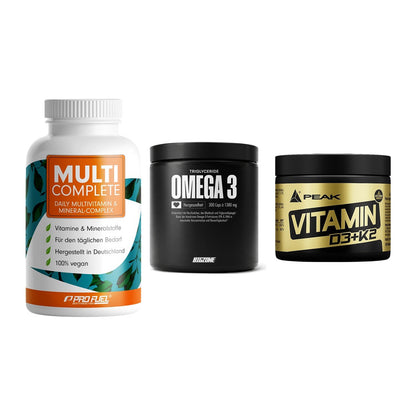Grundversorgung: ProFuel MULTI + Big Zone Omega + Peak Vitamin – alle enthaltenen Artikel