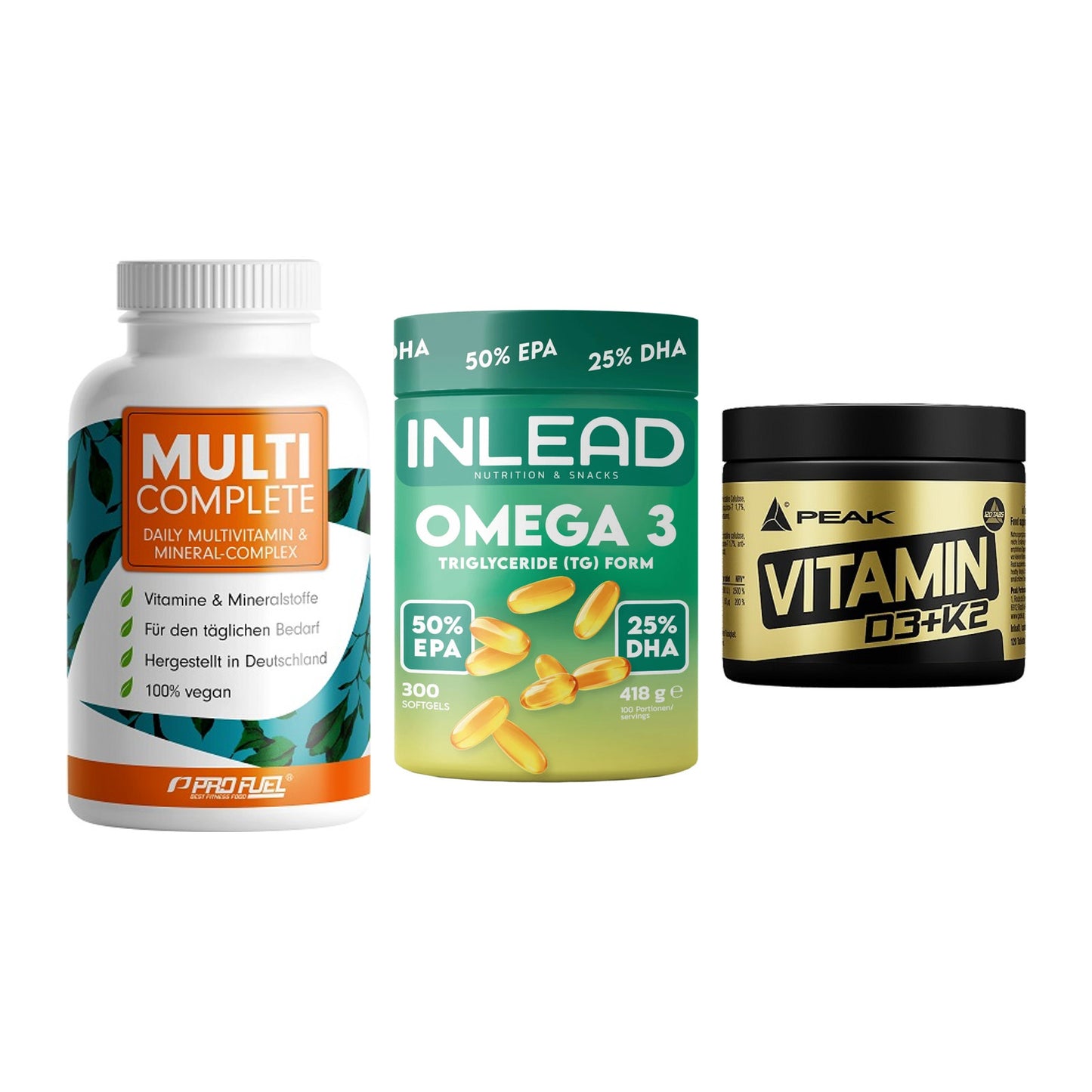 Grundversorgung: ProFuel MULTI + INLEAD Omega-3 + Peak Vitamin – alle enthaltenen Artikel