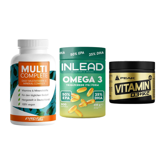 Grundversorgung: ProFuel MULTI + INLEAD Omega-3 + Peak Vitamin – alle enthaltenen Artikel