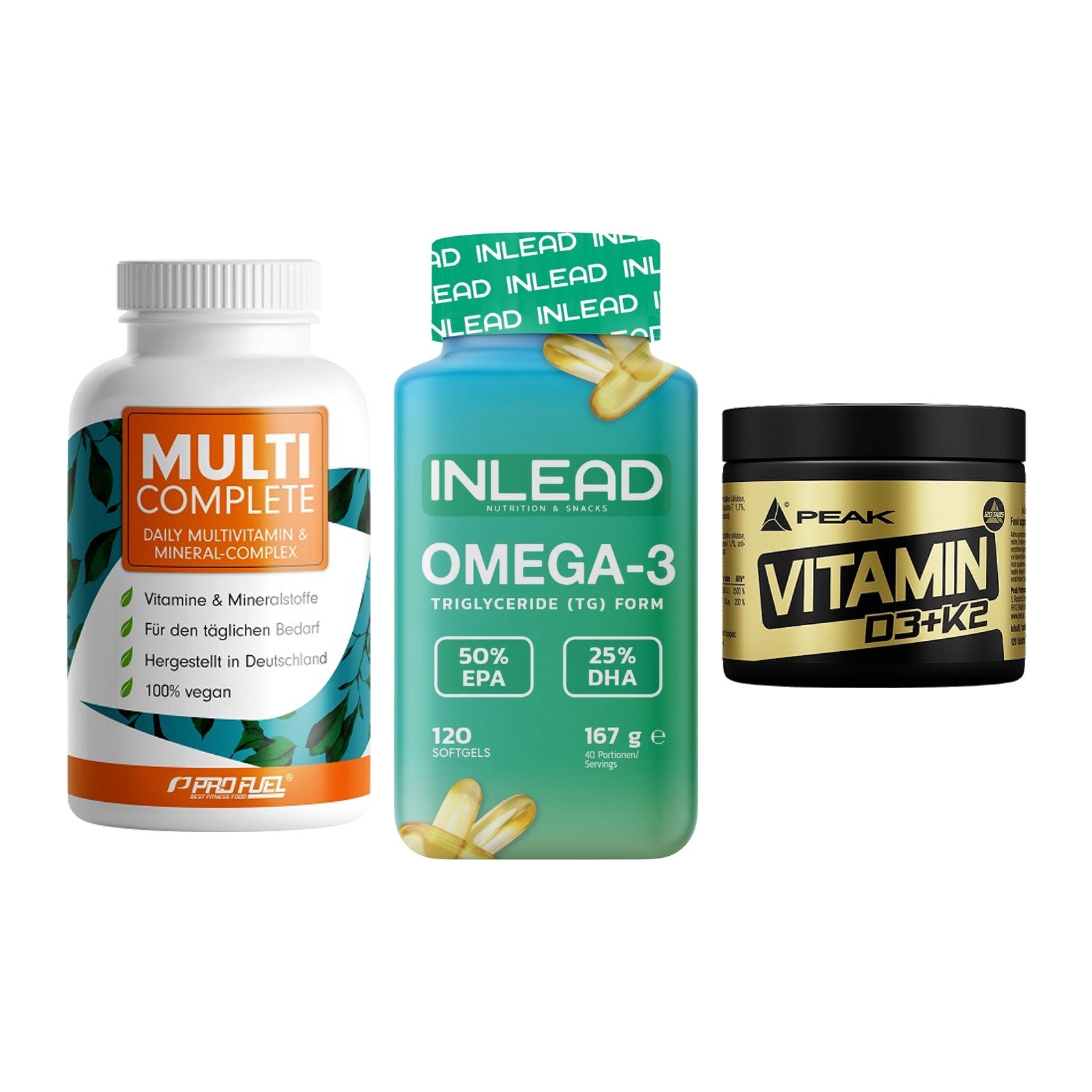 Grundversorgung: ProFuel MULTI + INLEAD Omega-3 + Peak Vitamin – alle enthaltenen Artikel
