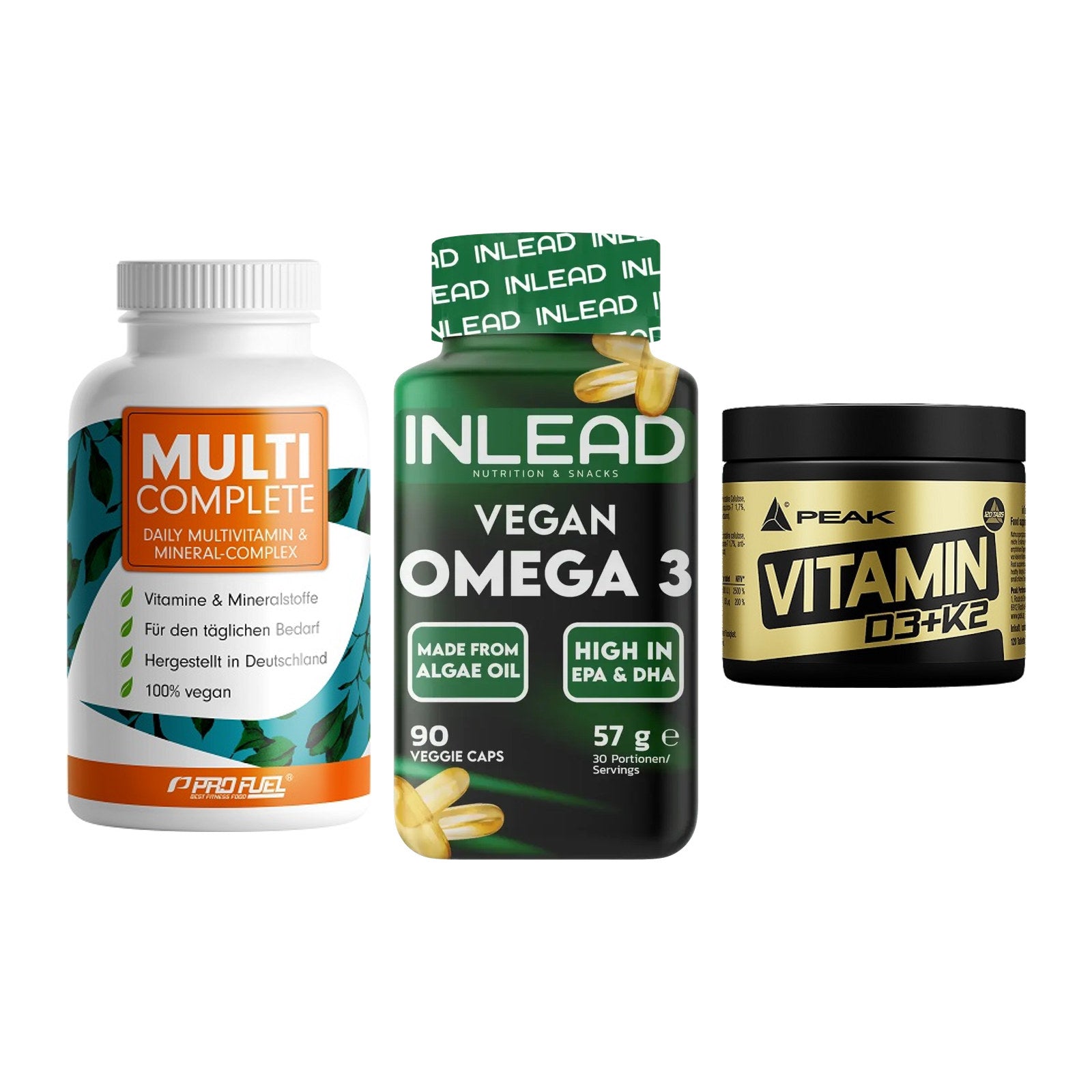 Grundversorgung: ProFuel MULTI + INLEAD Vegan + Peak Vitamin – alle enthaltenen Artikel