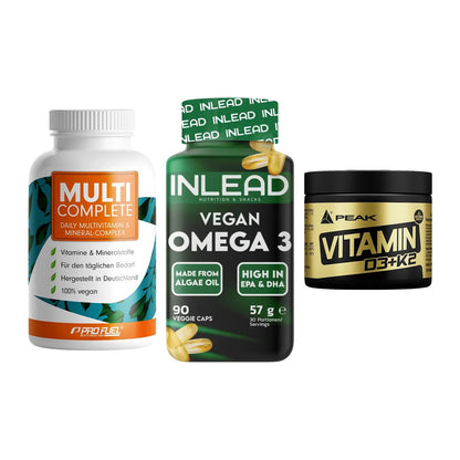 Grundversorgung: ProFuel MULTI + INLEAD Vegan + Peak Vitamin – alle enthaltenen Artikel