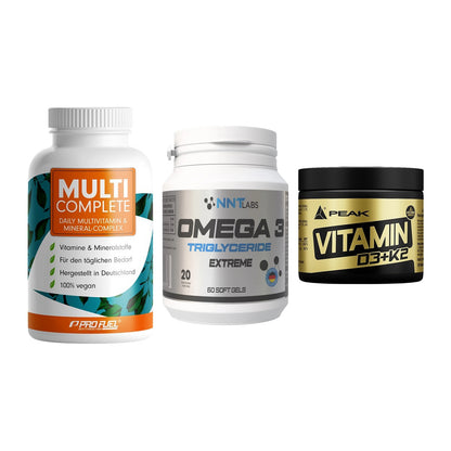 Grundversorgung: ProFuel MULTI + NNT Omega 3 + Peak Vitamin – alle enthaltenen Artikel