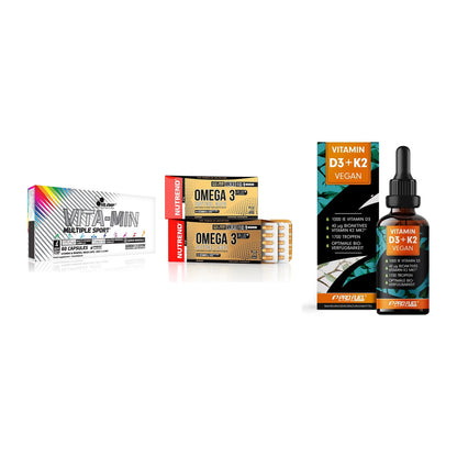 Grundversorgung: Olimp Vita-Min + Nutrend Omega 3 + ProFuel Vitamin – alle enthaltenen Artikel