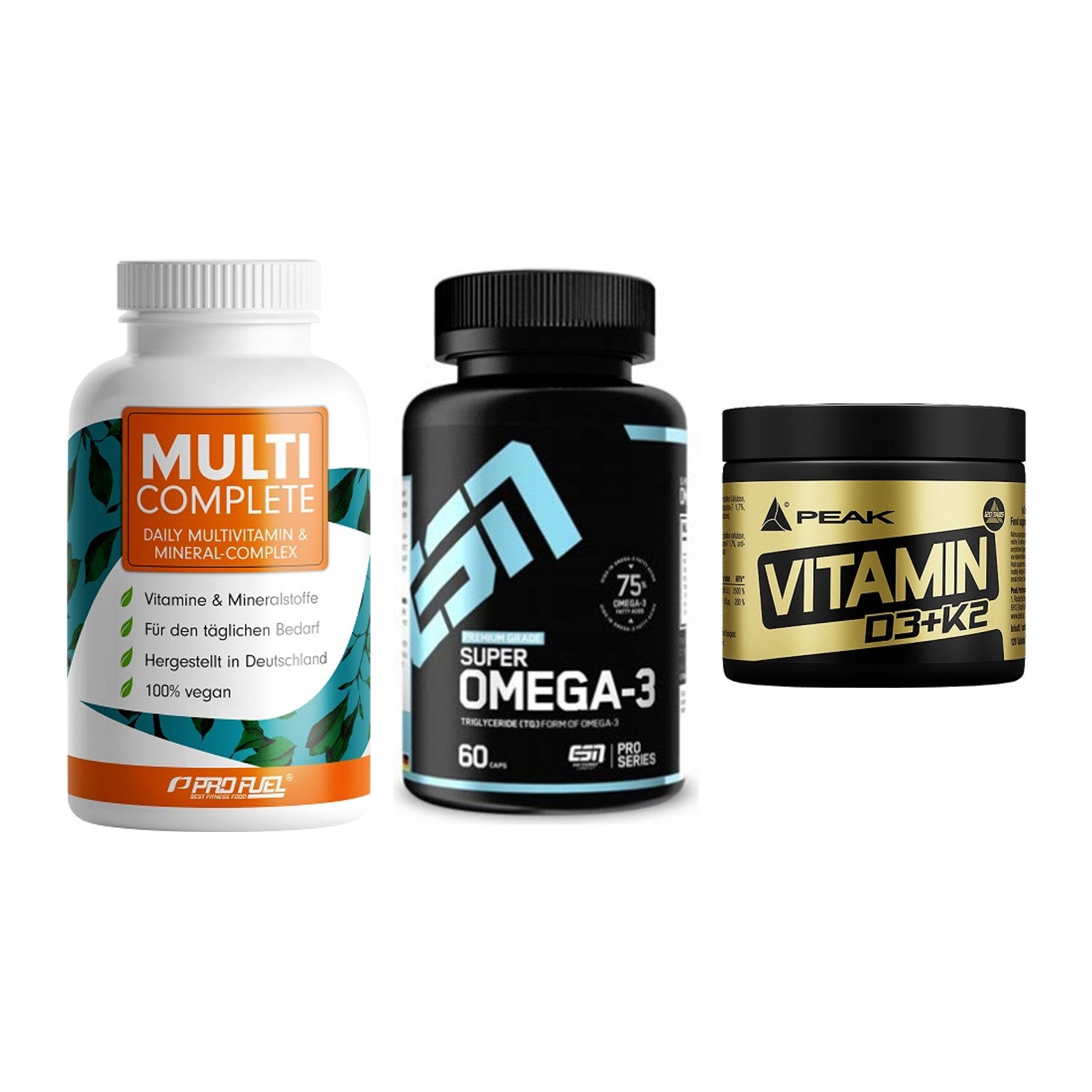 Grundversorgung: ProFuel MULTI + ESN Omega 3 + Peak Vitamin – alle enthaltenen Artikel