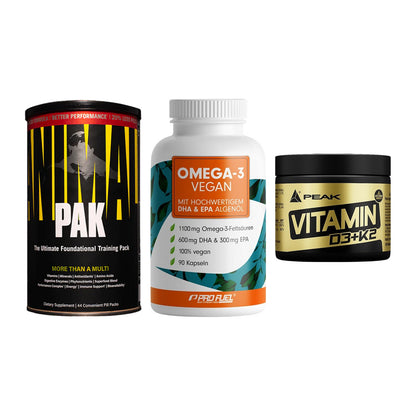 Grundversorgung: Universal + ProFuel Omega 3 + Peak Vitamin – alle enthaltenen Artikel
