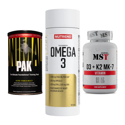 Grundversorgung: Universal + Nutrend Omega 3 + MST Vitamin D3 – alle enthaltenen Artikel