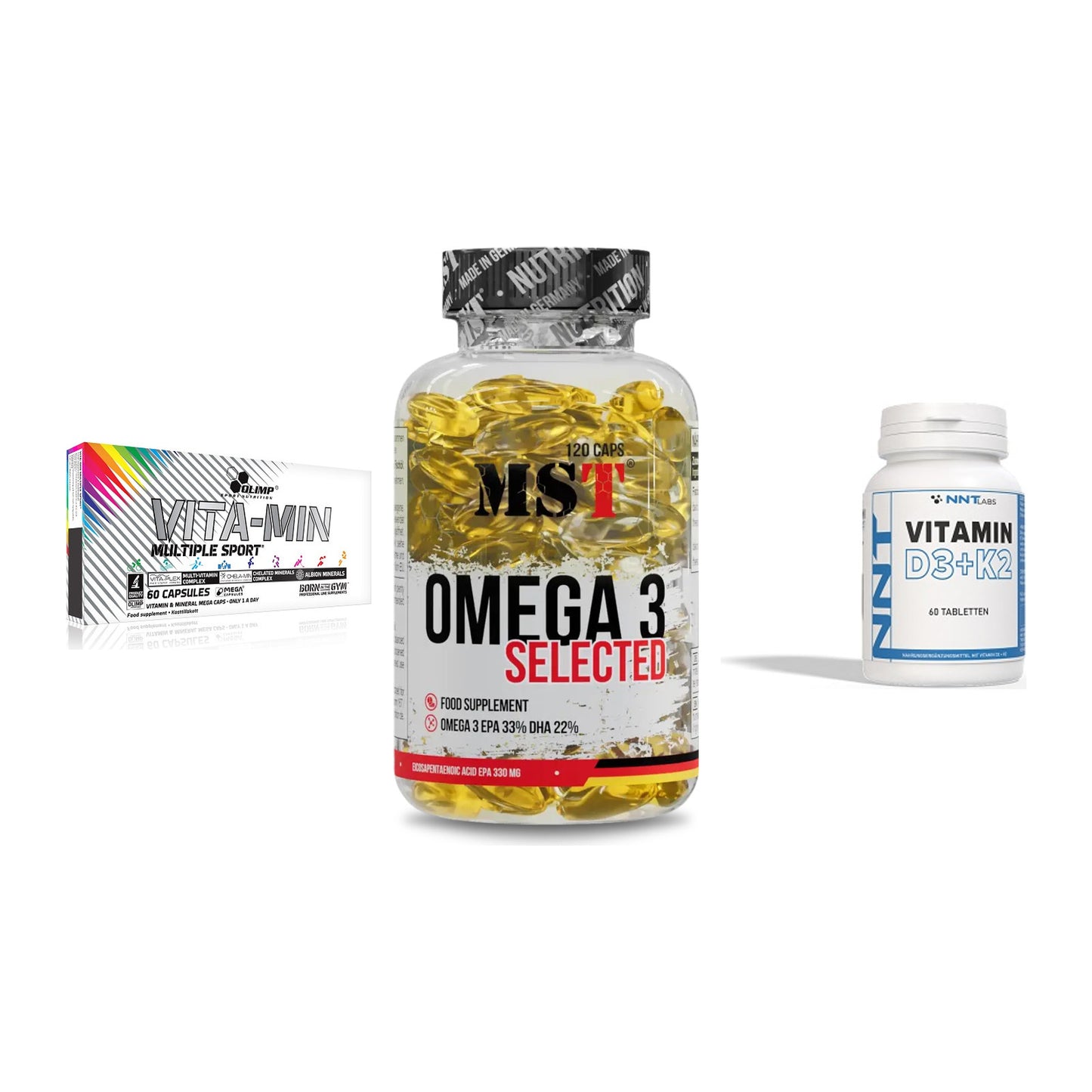 Grundversorgung: Olimp Vita-Min + MST Omega 3 + NNT Vitamin – alle enthaltenen Artikel