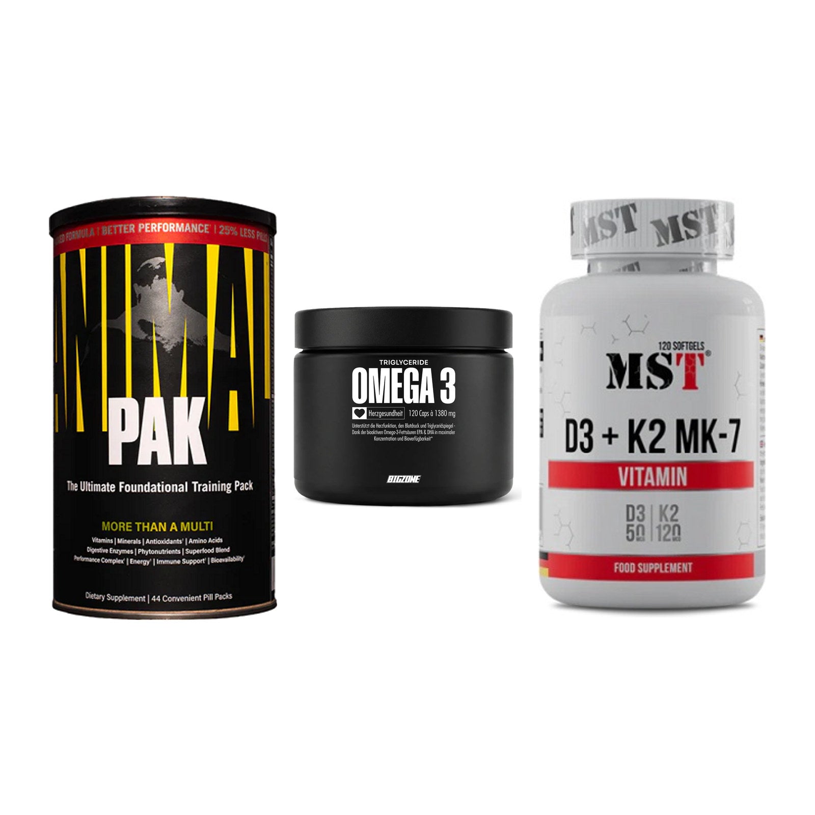 Grundversorgung: Universal + Big Zone Omega + MST Vitamin D3 – alle enthaltenen Artikel