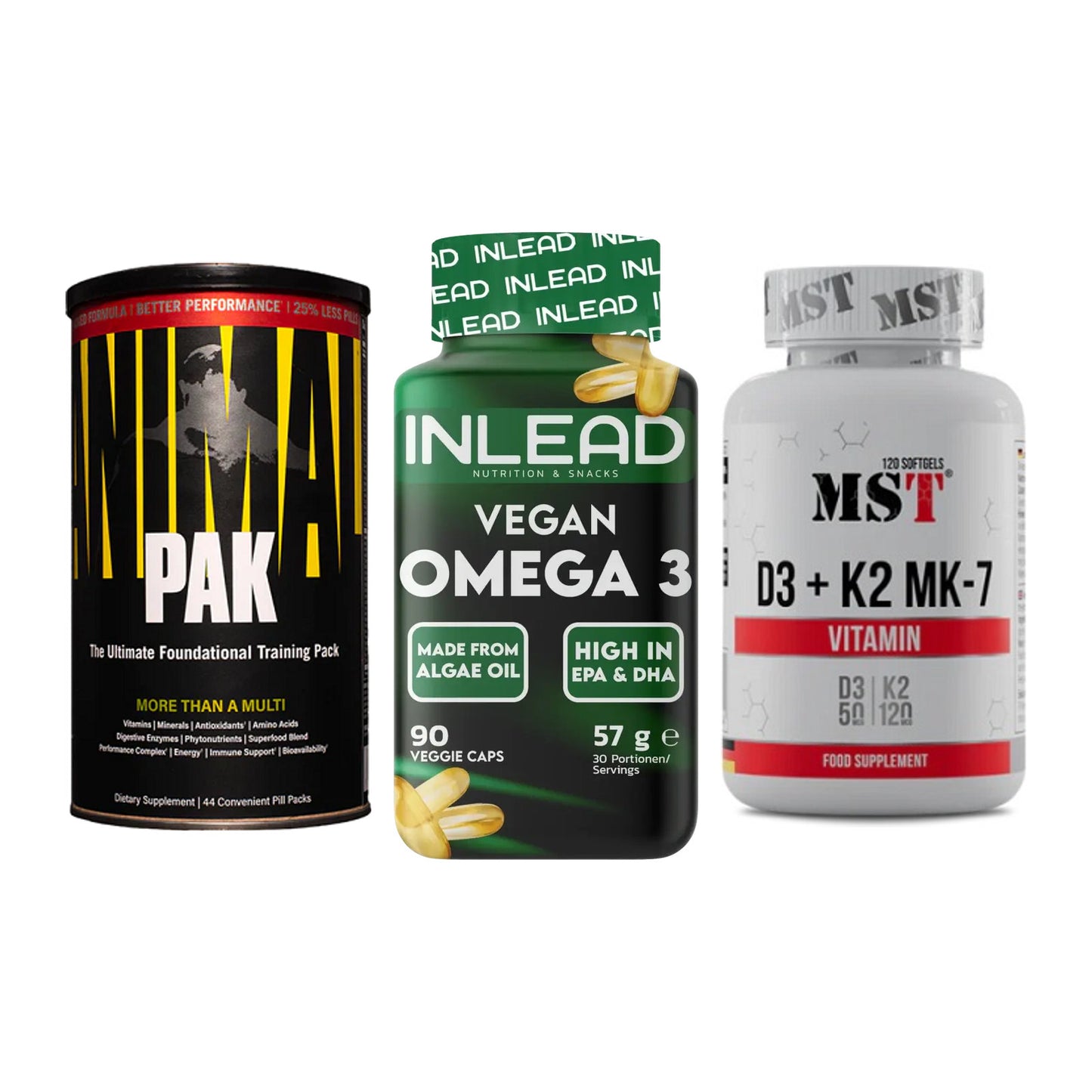 Grundversorgung: Universal + INLEAD Vegan + MST Vitamin D3 – alle enthaltenen Artikel
