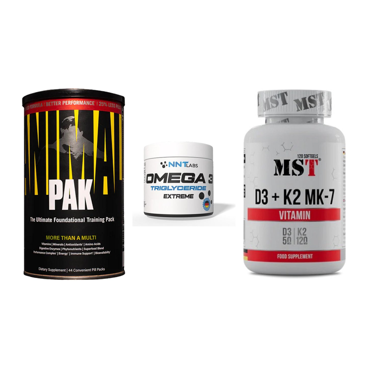 Grundversorgung: Universal + NNT Omega 3 + MST Vitamin D3 – alle enthaltenen Artikel