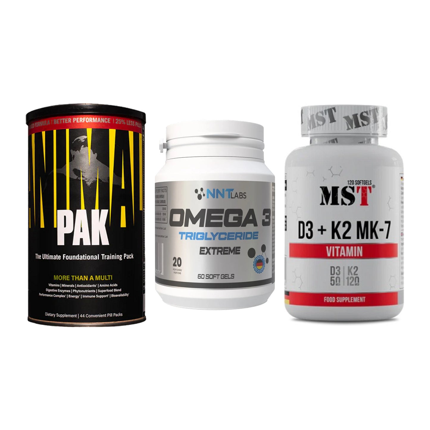 Grundversorgung: Universal + NNT Omega 3 + MST Vitamin D3 – alle enthaltenen Artikel