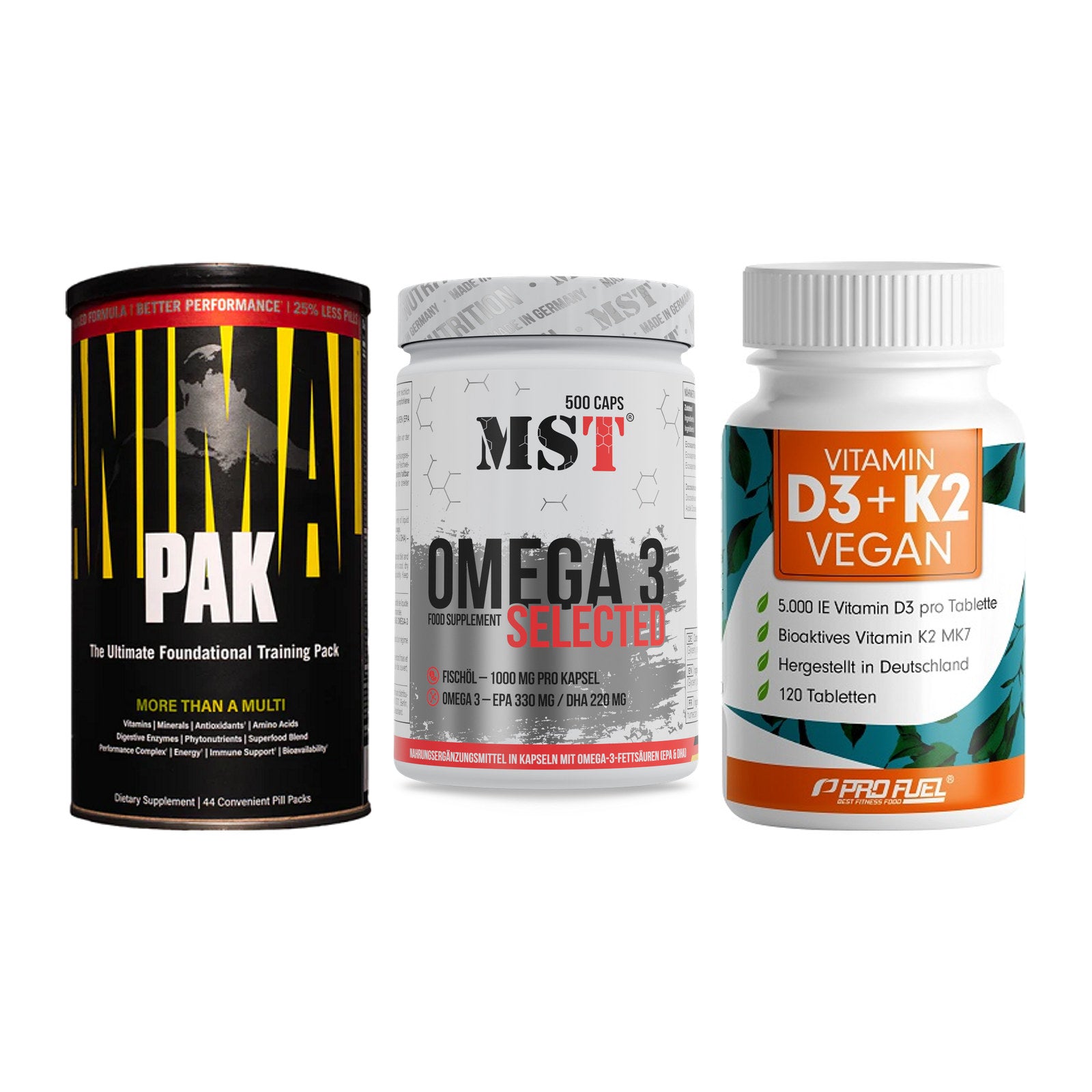 Grundversorgung: Universal + MST Omega 3 + ProFuel Vitamin – alle enthaltenen Artikel