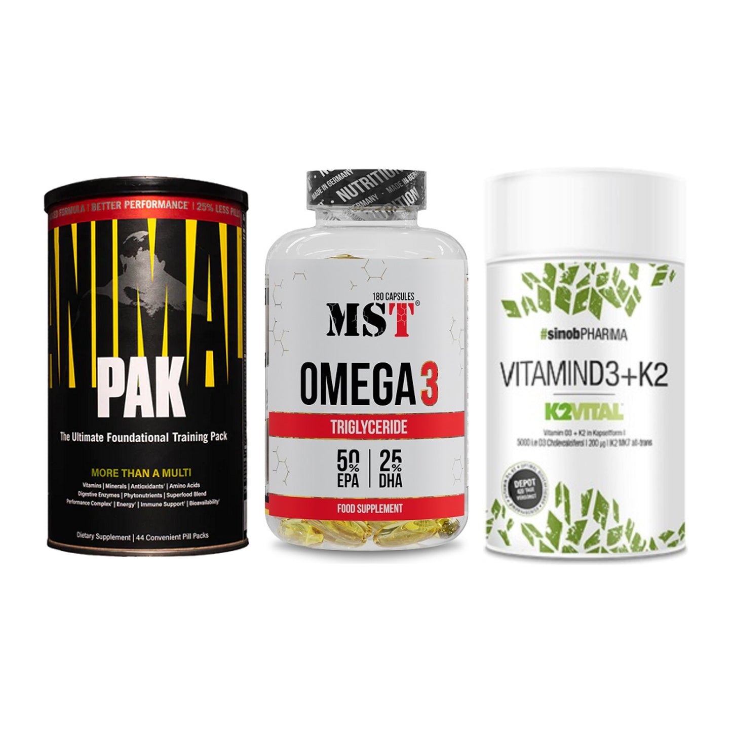 Grundversorgung: Universal + MST Omega 3 + Sinob Vitamin – alle enthaltenen Artikel