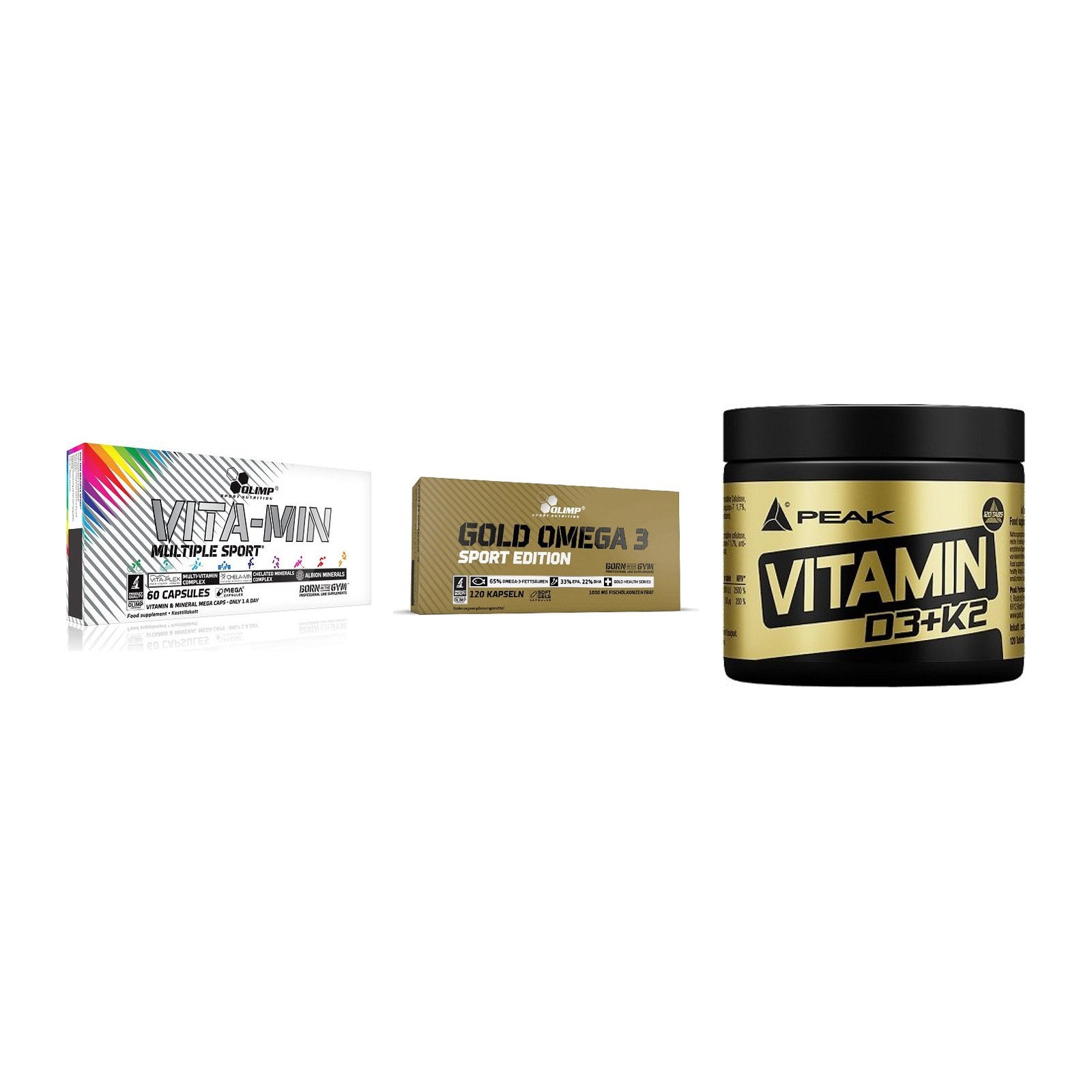Grundversorgung: Olimp Vita-Min + Olimp Omega 3 + Peak Vitamin – alle enthaltenen Artikel