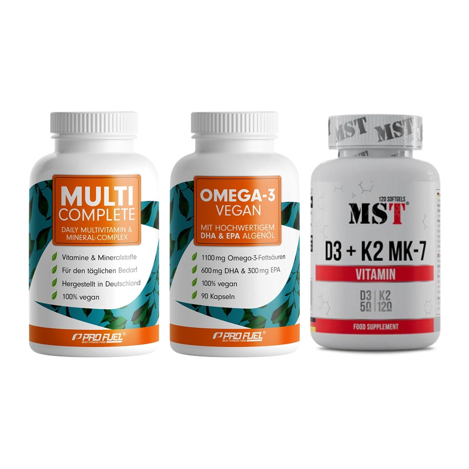 Grundversorgung: ProFuel MULTI + ProFuel Omega 3 + MST Vitamin D3 – alle enthaltenen Artikel