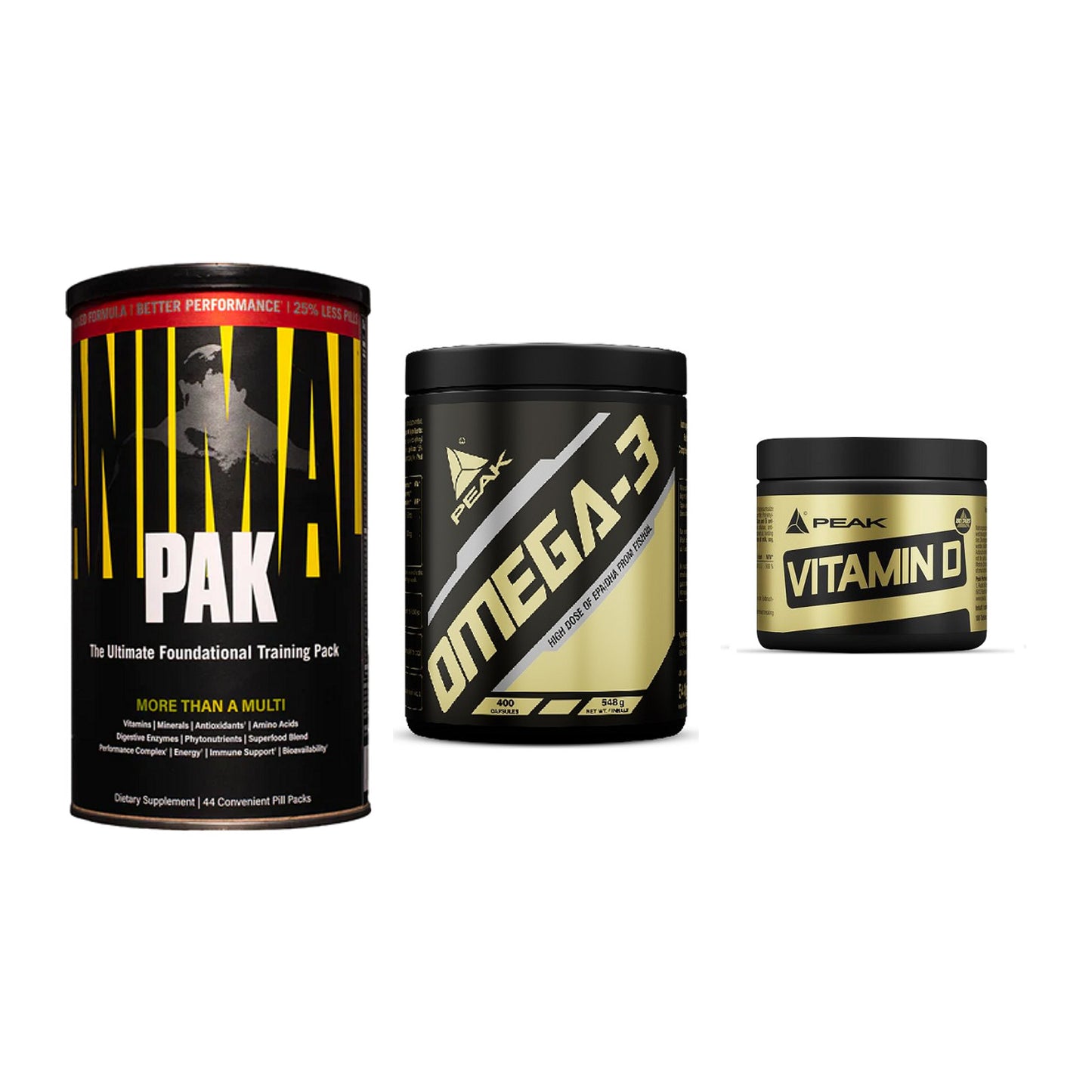 Grundversorgung: Universal + Peak Omega-3 + Peak Vitamin D – alle enthaltenen Artikel