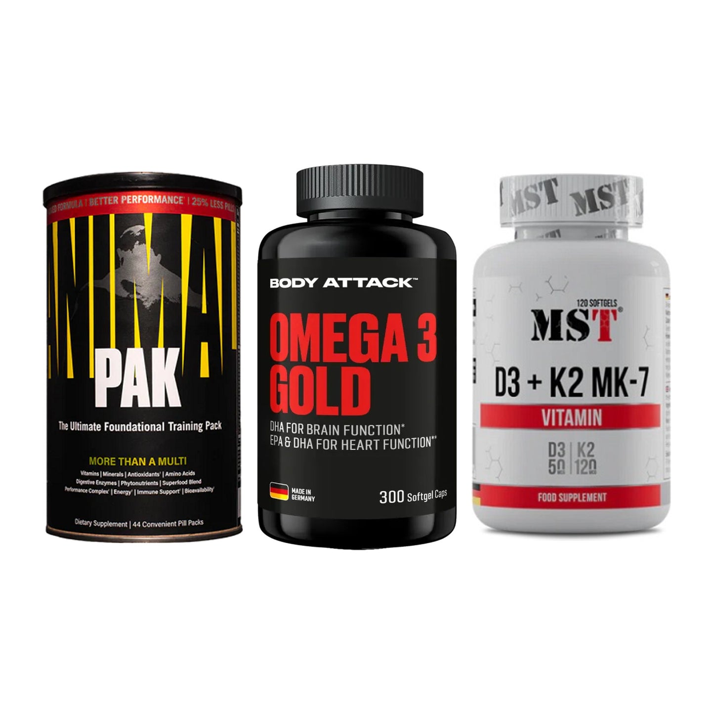 Grundversorgung: Universal + Body Attack + MST Vitamin D3 – alle enthaltenen Artikel