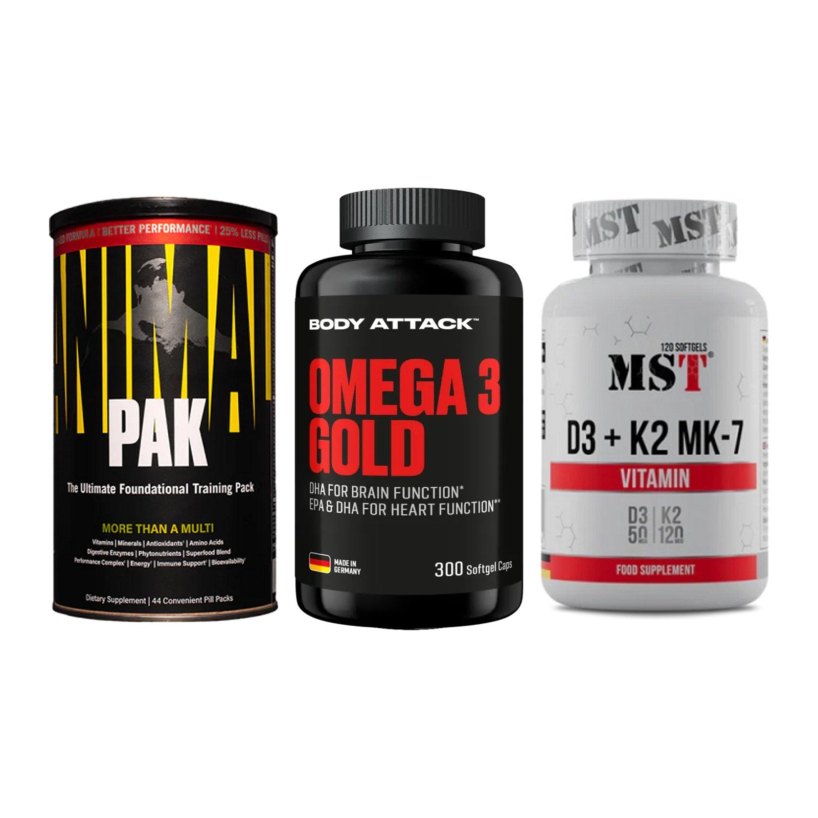 Grundversorgung: Universal + Body Attack + MST Vitamin D3 – alle enthaltenen Artikel