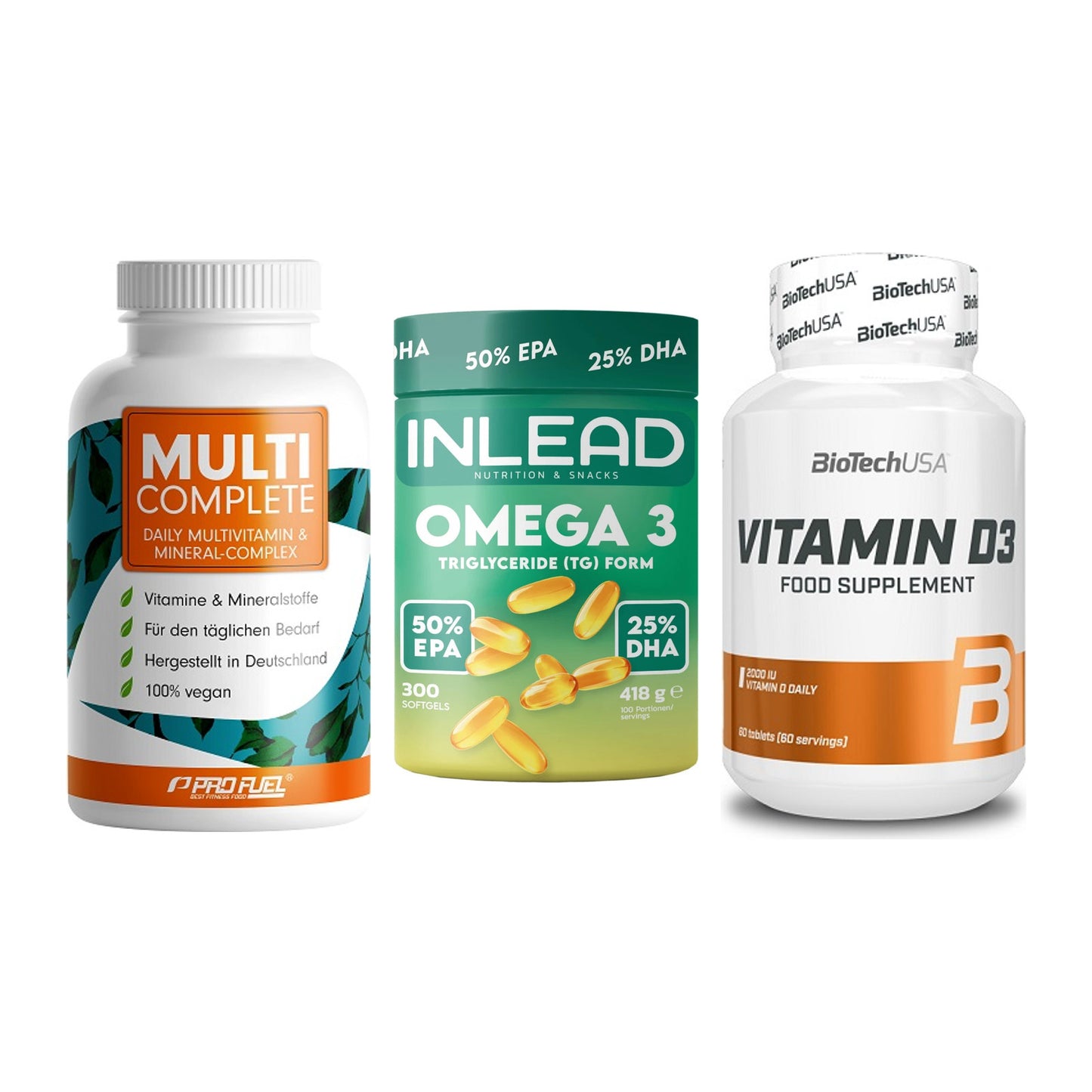 Grundversorgung: ProFuel MULTI + INLEAD Omega-3 + BioTech Vitamin – alle enthaltenen Artikel